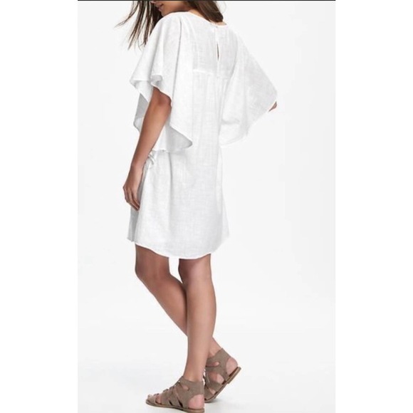 Old Navy Mini Dress LARGE Flutter Sleeves Calla Lily White NEW - Picture 1 of 10